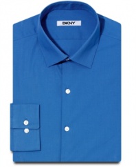 Punch up your palette with a saturated shirt from DKNY sure to turn up the volume on your work day.