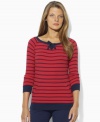 Lauren by Ralph Lauren's classic top is designed in a soft, substantial waffle-knit with chic finishing touches for stylish comfort.