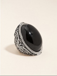 GUESS Black and Silver-Tone Cocktail Ring, JETSON