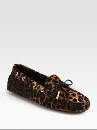 Leopard-printed calf hair adds an animalistic touch to this classic design with smooth leather laces. Leopard-print calf hair upper with leather lacesLeather liningRubber solePadded insoleMade in Italy