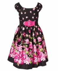 She can make an impression in the pretty pink accents of this floral dress from Bonnie Jeans, a sweet summer style.