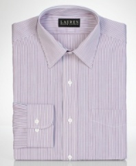 Simple stripes give this dress shirt from Lauren by Ralph Lauren an elegant finish for your dress wardrobe.