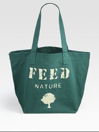 Each FEED Nature Bag will provide 25 meals in areas devastated by the effects of natural disasters through the UN World Food Programme (WFP). This extra roomy carryall of pure organic cotton makes it easy to go green.Double top handles, 11 drop17W X 15H X 6½DImported