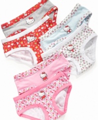 Hip from square one! She can start her day off fun with these cute hipster briefs from Hello Kitty.