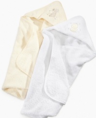 It's a cover-up! Keep them comfy from head to toe in this darling hooded towel from First Impressions.