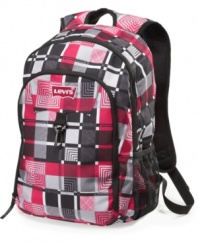 An allover geometric plaid print on this slick backpack from Levi's gives him a new twist for back-to-school.
