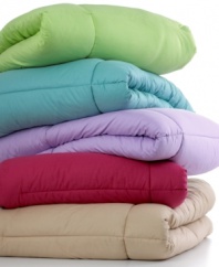 Charter Club's Colored comforter adds a bold pop of color to your room, featuring sewn through box construction to keep fill even and in place and plush cotton cover for softness. Hypoallergenic element helps you rest easier throughout the night.