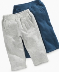 It's time to get down. He'll love playing in these comfortable active pants from First Impressions.