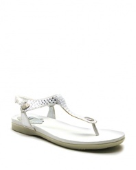 A comfy thong sandal from Stuart Weitzman, with padded footbed and diamond-studded top.