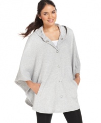 A poncho from Style&co. Sport looks fashionable whether your running around town or lounging at home. Terry sweatshirt-style fabric gives it a cozy feel.