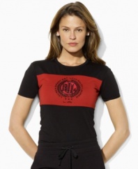 Lauren by Ralph Lauren's iconic tee in soft cotton jersey is embellished with a beaded logo for a chic, heritage look.