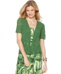 Go green in this warm-weather cardigan from J Jones New York. Featuring an open front and no closures, it's the perfect accent to your favorite dress!