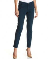 Ellen Tracy's cropped jeans look fantastic with neutral tees or tops, thanks to a jewel-toned wash that's right on trend.