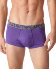 Shorten your look with these microfiber trunks that are long on style from Emporio Armani.