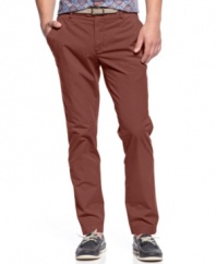 Make a statement this summer with your dockside style. These colored chinos from Sons of Intrigue are current style favorites.