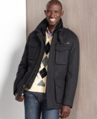 Warm up in cool style with this military-style jacket from Marc New York.