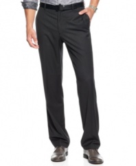 Stripes get put on display with these sharp flat-front dress pants from INC International Concepts.