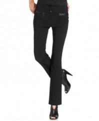 Zipper pockets add a touch of chic moto styling to Alfani's flattering bootcut pants. Create balance with a floaty, romantic top or go full-on sleek for an edgier look.