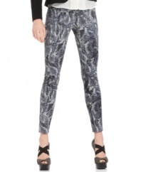 An allover python print makes these Kensie skinny pants a hot pick for a fashion-forward look!