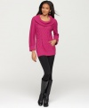 Texture and form: Style&co.'s tunic sweater features a wide cowl neckline and a classic cable knit. (Clearance)