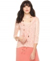 In a sheer slub knit, this Kensie sweater is a hot spring layering piece!