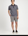 Regular-fitting, solid shorts are highlighted with slanted front, rear flap pockets and a side cargo pocket for a utilitarian feel, rendered in breathable, lightweight cotton for endless comfort.Flat-front styleSide slash, back flap pocketsFront coin, side cargo pocketInseam, about 9CottonDry cleanImported