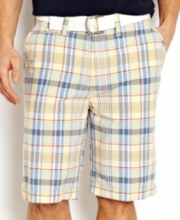 Weekend wear just got a little preppier with these crisp plaid shorts from Nautica.