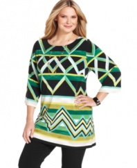 Liven up your leggings with Style&co.'s three-quarter sleeve plus size tunic top!