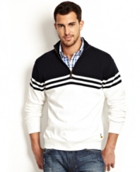 Mock bad style with this quarter-zip pullover shirt from Nautica.