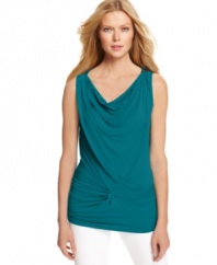 A draped cowl neck & twist detail add feminine flair to this MICHAEL Michael Kors tank -- a stylish spin on a spring staple!
