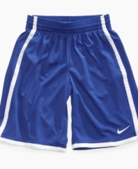 Say goodbye to bulk. Lightweight and breathable mesh shorts from Nike give him a sleek style that will dominate the courts.