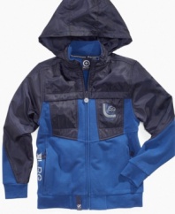 Get him good and ready for that first cold snap with this zip-up hooded jacket from LRG.