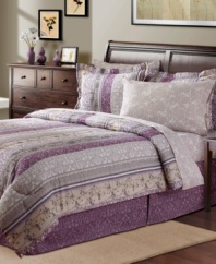 Prints charming. A mix of patterns in purple hues create a comforting oasis in the Norwood bedding ensemble. Arrives complete with coordinating sheeting featuring an allover wildflower print. (Clearance)