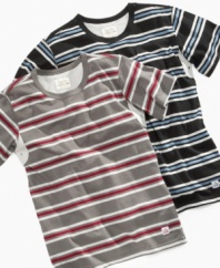 At the heart of the matter is keeping his style fresh, so add some of these striped henleys from Request to his style rotation.