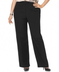 These straight-leg, plus size pants offer a streamlined silhouette that works with almost anything in your nine-to-five wardrobe and pairs easily with other pieces from Kasper's collection of suiting separates.