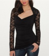 G by GUESS Rianna Long-Sleeve Knit Top, JET BLACK (SMALL)