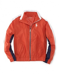 Bold color-blocking and Ralph Lauren's signature Big Pony add sporty appeal to a handsome microfiber windbreaker.