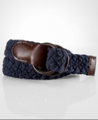 Intricately woven cotton rope lends a nautical-inspired feel to a classic O-ring belt.