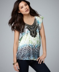 No need for a necklace – Style&co.'s glam top has built-in sparkle for an easy and totally sophisticated look! (Clearance)