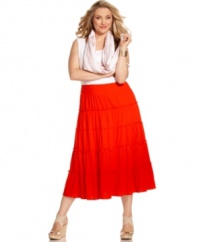 Spice up your style with Elementz' plus size maxi skirt, featuring a tiered design. (Clearance)