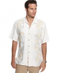 O-leis.  The luxury of silk makes this woven from Tommy Bahama a must-have addition to you summer wardrobe.