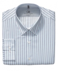 Bring your work wardrobe up to date with the slim fit and sleek stripes of this dress shirt from Geoffrey Beene.