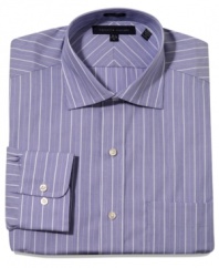 Bring a dapper new twist to your dress wardrobe with this crisp striped shirt from Tommy Hilfiger.