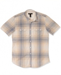 This plaid shirt from INC International Concepts can be paired with almost anything for a great summer look that won't go out of style.