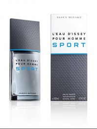 L'Eau d'Issey Pour Homme Sport is inspired by the pure emotions and values of sport. A fragrance of crisp freshness and energy, like a deep breath at the top of mountain peak. The bottle design reflects innovations in sport, such as its ski-glass effect, grip cap and engraved metal collar. A true meeting of nature and technology.