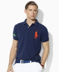 Accented with an iconic Big Pony at the chest, Ralph Lauren's official limited edition US Open polo shirt is tailored for a trim fit in breathable cotton mesh.