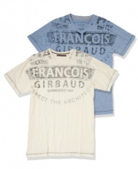 Multilingual. Cool, casual style translates well no matter where you're at with this graphic t-shirt from Girbaud.
