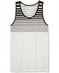 Enjoy the skyline. Take your look down to the sand this summer with this cool quarter striped tank from American Rag.