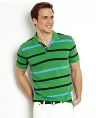 Whether you're in the office or out on the town, keep your style classic with this striped polo shirt from Nautica.