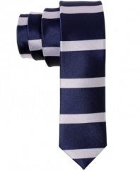 With a modern stripe and cool skinny construction, this American Rag tie ups your cool factor.